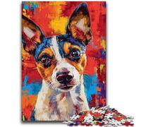 Puzzle da 1000 pezzi per adulti, regalo per adulti con cane Rat Terrier, gioco stimolante, ideale come regalo per tutta la famiglia (75x50cm)