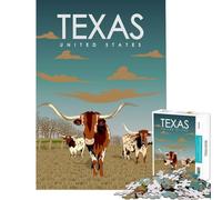 Puzzle da 1000 pezzi per adulti regalo poster di viaggio dello stato del Texas gioco educativo gioco intellettuale opera d'arte regalo attività per famiglie (dimensioni 50x75cm)