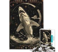 Puzzle da 1000 pezzi per adulti regalo puzzle con carta dei tarocchi dello squalo bianco gioco antistress analisi e logica regalo (38x26cm)