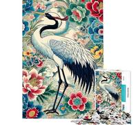 Puzzle da 1000 pezzi per adulti regalo puzzle giapponese Ukiyo-E con gru e fiori gioco per famiglie analisi e logica sfida educativa (dimensioni 50x75cm)