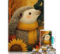 Puzzle da 1000 pezzi per adulti, regalo Riccio con sciarpa, gioco per famiglie, antistress, sfida difficile, migliora l'amore tra coppie, 50x75cm