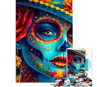 Puzzle da 1000 pezzi per adulti regalo ritratto di donna per il Giorno dei Morti rompicapo gioco per passare il tempo durante le vacanze regalo di compleanno regali (dimensioni 50x75cm)