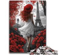 Puzzle da 1000 pezzi per adulti, regalo Rosa Eiffel, giocattolo educativo intellettuale decomprimente, adatto per la decorazione della scrivania, 50x75cm