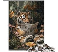 Puzzle da 1000 pezzi per adulti, regalo Tigre che legge un libro, gioco per famiglie, antistress, sfida difficile, rafforza l'amore tra coppie dimensioni 50x75cm
