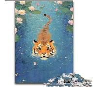 Puzzle da 1000 pezzi per adulti, regalo "Tigre nello stagno", difficile, regalo per amici e familiari, adatto per bambini di età compresa tra 26 e 38cm