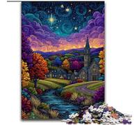 Puzzle da 1000 pezzi per adulti, regalo "Village Under The Night Sky", giocattoli educativi ideali come regalo per tutta la famiglia (dimensioni 26x38cm)