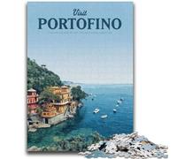 Puzzle da 1000 pezzi per adulti, regalo "Visita Portofino", gioco educativo divertente e umoristico per compleanni, difficile da completare (dimensioni 50x75cm)