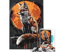 Puzzle da 1000 pezzi per adulti regalo volpe sotto la luna di sangue rompicapo gioco per la mente vacanza a casa ammazzare il tempo regalo di compleanno regali (dimensioni 38x52cm)