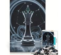 Puzzle da 1000 pezzi per adulti: Regina degli scacchi con costellazioni e fumo, gioco rompicapo, divertente antistress, per rafforzare l'amore tra le coppie 38x52cm