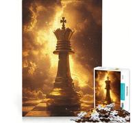 Puzzle da 1000 pezzi per adulti, Regina d'oro degli scacchi, gioco rilassante, taglio di precisione, adatto per la decorazione della scrivania 38x52cm