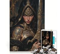 Puzzle da 1000 pezzi per adulti Regina guerriera con spada dorata gioco impossibile sfida difficile per rafforzare l'amore tra le coppie 38x26cm