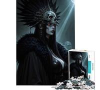 Puzzle da 1000 pezzi per adulti Regina Oscura con copricapo a forma di teschio gioco educativo stimolante regalo divertente e spiritoso (dimensioni 38x26cm)