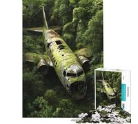 Puzzle da 1000 pezzi per adulti relitto di un aereo nella giungla giocattolo fai da te per divertimento in famiglia stimolante da completare (dimensioni 38x26cm)