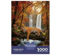 Puzzle Da 1000 Pezzi Per Adulti Resting Tiger by Waterfall in Autumn Puzzle Per Adolescenti Giochi Rilassanti Migliora La Memoria Regali Unici Per Compleanno E Natale 52x38cm/1000pcs