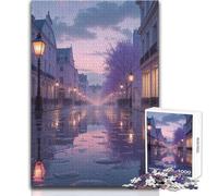 Puzzle da 1000 pezzi per adulti, riflessi dell'alba pastello su una strada piovosa di Parigi Goditi un dolce relax Vestibilità stabile, taglio preciso Dimensioni del giocattolo: 50x75cm