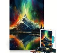 Puzzle da 1000 pezzi per adulti,riflessi dell'aurora boreale,gioco di incastro preciso,gioco di concentrazione,regalo,divertimento facile,decorazione artistica natalizia (50x75cm)
