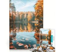 Puzzle da 1000 pezzi per adulti, Riflesso autunnale sul lago, Gioco rompicapo, Taglio di precisione, Collezione d'artista, Belle Arti 38x52cm