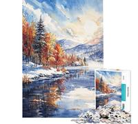 Puzzle da 1000 pezzi per adulti Riflesso dell'alba invernale giocattolo per adulti decorazione da parete difficile unico regalo di compleanno (dimensioni 38x26cm)