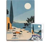 Puzzle da 1000 pezzi per adulti, rilassante sulla terrazza di un bar, gioco di sfida unico, corsa di velocità a mano, giocattolo educativo, dimensioni 38x26cm
