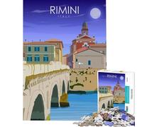 Puzzle da 1000 pezzi per adulti Rimini Italia poster di viaggio giochi rilassanti giocattoli che creano dipendenza per coltivare la pazienza regalo di compleanno per divertimento in famiglia (38x26cm)