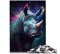 Puzzle da 1000 pezzi per adulti rinoceronte adorabile giocattolo per alleviare lo stress sfida dell'intelligenza cerebrale adolescente dai 14 anni in su, 26 x 38 cm