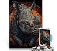 Puzzle da 1000 pezzi per adulti Rinoceronte animale Fatto di cartone per età 14+ Gioco di famiglia per e Un'opera d'arte misurare:26x38cm/10.24 x 14.96pollice