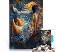 Puzzle da 1000 pezzi per adulti Rinoceronte animale per il giocattolo di sfida del gioco educativo è ideale come regalo per tutta la famiglia 38x26cm