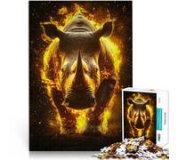 Puzzle da 1000 pezzi per adulti Rinoceronte infuocato Fatto di carta,da 14 anni in su Gioco giocattolo intellettuale Regali interessanti per ridurre lo stress。misurare:38x52cm/14.96x20.47pollice