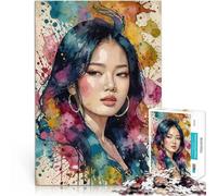 Puzzle da 1000 pezzi per adulti Ritratto ad acquerello di Jennie Kim Taglio di precisione Ogni pezzo è unico - Gioco divertente e stimolante per tutta la famiglia 38x26cm