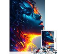 Puzzle da 1000 pezzi per adulti ritratto astratto blu e arancione decorazione per la casa giocattoli ottimo regalo gioco pratico con pezzi completamente interconnessi di forma casuale38x52cm