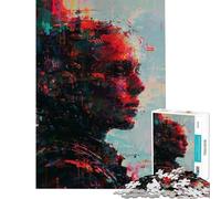 Puzzle da 1000 pezzi per adulti ritratto astratto di donna in rosso gioco impossibile gioco educativo sfida giocattolo divertente regalo migliora la memoria (dimensioni 50x75cm)