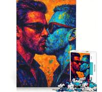 Puzzle da 1000 pezzi per adulti, ritratto colorato di uomini gay che si baciano, gioco educativo, difficile e stimolante, gioco unico e avvincente 50x75cm