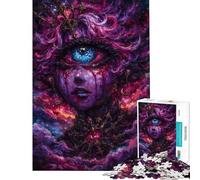Puzzle da 1000 pezzi per adulti ritratto cosmico surreale con terzo occhio gioco divertente e difficile unico ideale per compleanni e regali (dimensioni 38x26cm)