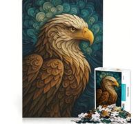 Puzzle da 1000 pezzi per adulti, ritratto dettagliato di un'aquila con sfondo vorticoso, gioco educativo, difficile e stimolante, collezione d'artista, belle arti 38x52cm
