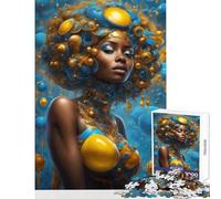 Puzzle da 1000 pezzi per adulti ritratto di alta moda con decorazione da parete giocattolo blu e oro opera d'arte regalo per gioco educativo collezione di artisti belle arti dimensioni 50x75cm