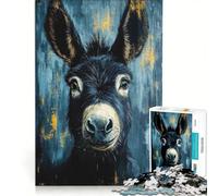 Puzzle da 1000 pezzi per adulti, ritratto di asino in blu e oro, gioco educativo, decorazione per la casa, collezione d'artista, belle arti 50x75cm