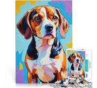 Puzzle da 1000 pezzi per adulti Ritratto di Beagle in colori vivaci Sollievo dallo stress Attività divertenti a casa, regali di compleanno, regali di viaggio, 75x50cm