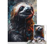 Puzzle da 1000 pezzi per adulti ritratto di bradipo a carboncino decorazione per la casa giocattoli regali di Babbo Natale segreto gioco per famiglie aiuta il cervello ad allenarsi dimensioni 38x26cm