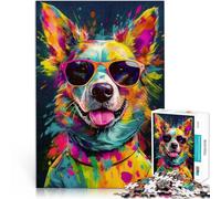 Puzzle da 1000 pezzi per adulti Ritratto di cane colorato Fatto di legno da 14 anni in su Gioco a quiz Attività divertenti da fare a casa, regali di compleanno, regali di viaggio misurare：50x75cm