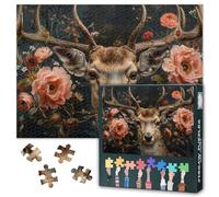 Puzzle da 1000 pezzi per adulti - Ritratto di cervi 1000 puzzle giochi educativi per tutta la famiglia, per una serata tranquilla con alci, dimensioni finite 50 x 70 cm