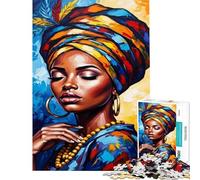 Puzzle da 1000 pezzi per adulti ritratto di donna africana con turbante puzzle per adolescenti gioco pratico per migliorare la memoria regalo per amici e familiari (dimensioni 38x26cm)