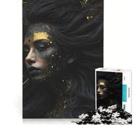 Puzzle da 1000 pezzi per adulti ritratto di donna con aureola dorata gioco rompicapo difficile compleanno e Natale 50x75cm