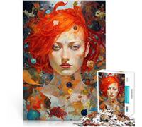 Puzzle da 1000 pezzi per adulti “Ritratto di donna dai capelli rossi” Fatto di carta,per e da 14 anni in su per la decorazione della casa Regali interessanti per ridurre lo stress。misurare:26x38cm
