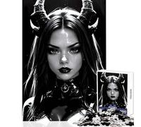 Puzzle da 1000 pezzi per adulti ritratto di donna diavolo monocromatico giocattolo educativo regali per donne e uomini giochi per famiglie allena il cervello e le mani dimensioni 38x52cm
