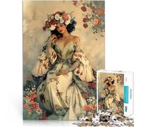 Puzzle da 1000 pezzi per adulti Ritratto di fantasia floreale Gioco intellettuale giocattolo Migliorare l'amore tra le coppie 52x38cm