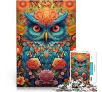 Puzzle da 1000 pezzi per adulti Ritratto di fiore di gufo Fatto di carta,Adatto a persone dai 14 anni in su Giocattoli antistress Regalo di compleanno di Natale。misurare:26x38cm