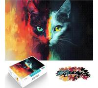Puzzle da 1000 pezzi per adulti Ritratto di gatto doppio per il giocattolo di sfida del gioco educativo Adatto per la decorazione del desktop 38x26cm