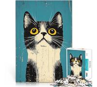 Puzzle da 1000 pezzi per adulti Ritratto di gatto vintage curioso Gioco rompicapo Attività divertenti a casa, regali di compleanno, regali di viaggio, 75x50cm
