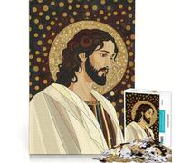 Puzzle da 1000 pezzi per adulti ritratto di Gesù Cristo con aureola giocattolo fai da te assemblaggio di modelli collezione d'artista belle arti 50x75cm