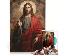 Puzzle da 1000 pezzi per adulti ritratto di Gesù Cristo con aureola gioco interattivo decorazione da parete adatto anche come decorazione da scrivania 50x75cm